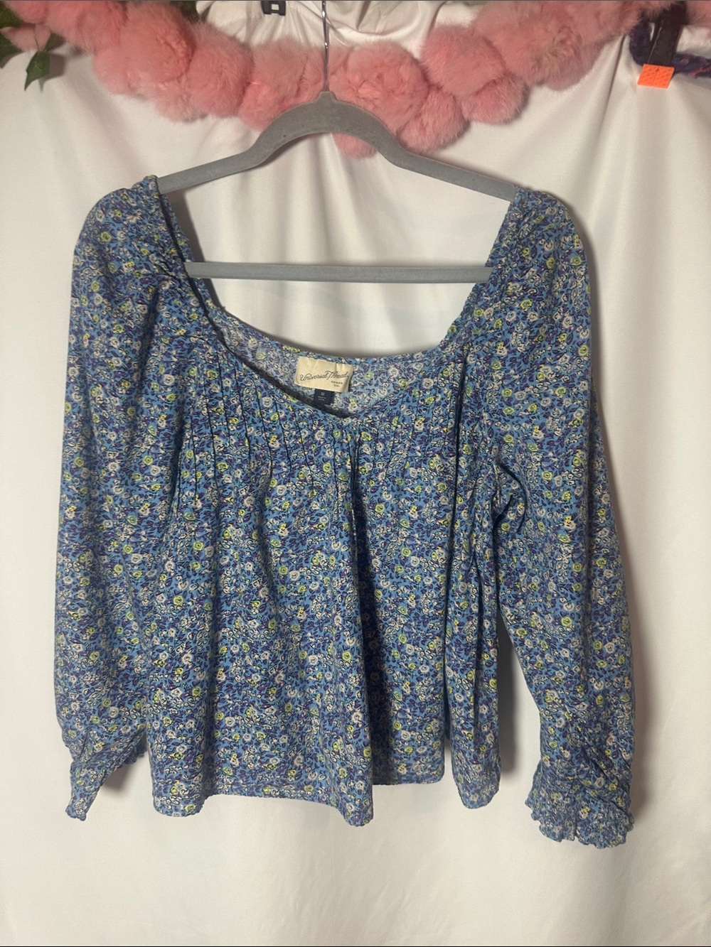 Universal Thread Blue Floral Peasant Blouse